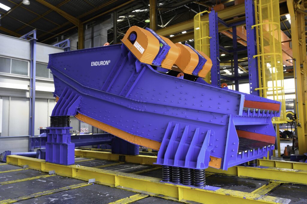 A double deck Enduron banana vibrating screen manufactured at the Weir Minerals facility in Alrode.