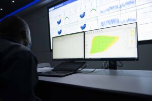 The Synertrex monitoring room at Weir Minerals where data is analysed in real time.