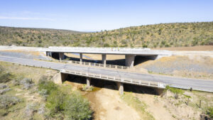 A completely new 65-m long five-span bridge being built over Mxelo River. [Photo credit: AfriSam]