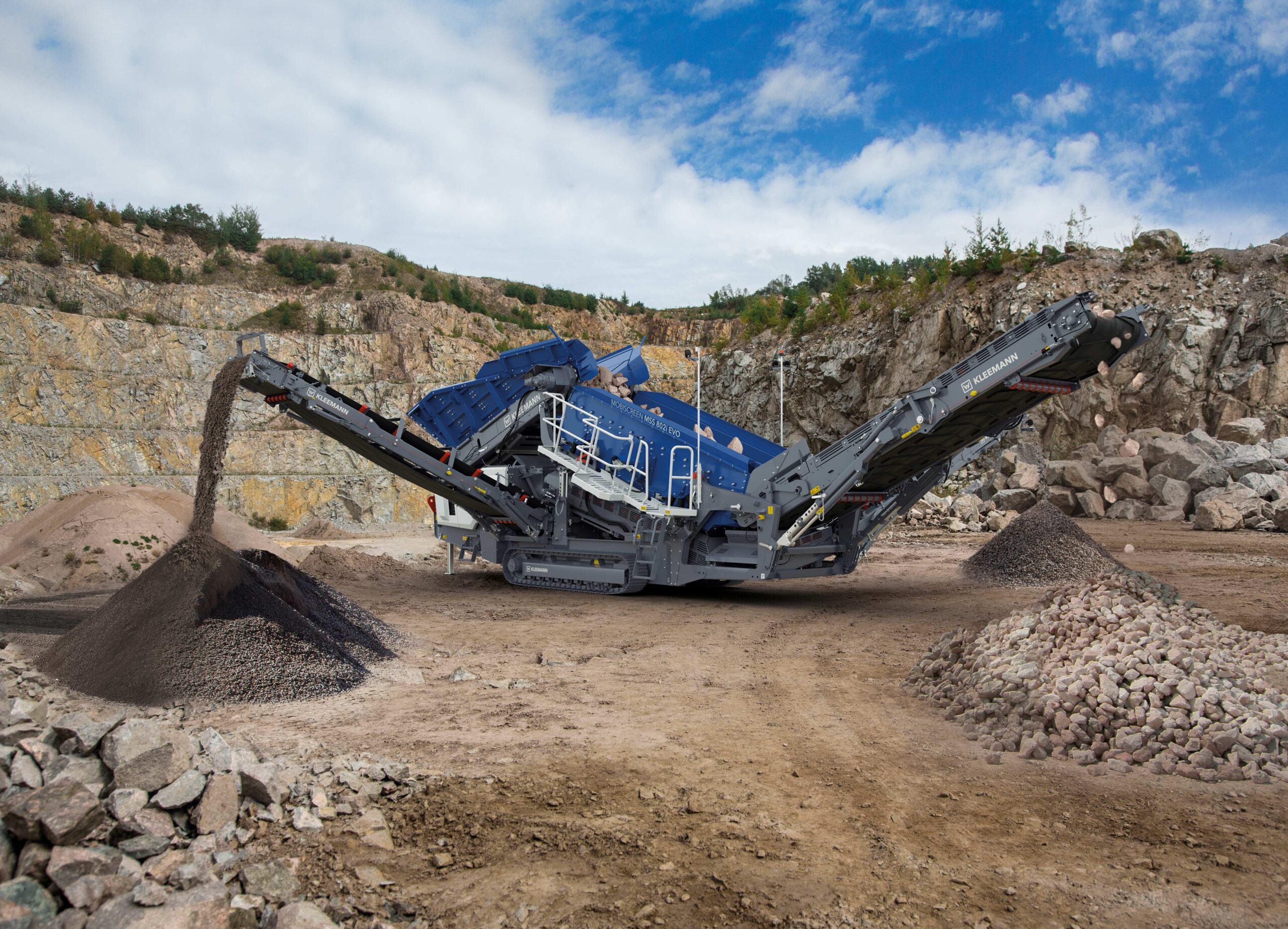 The MSS 802(i) EVO impresses with a feed capacity of up to 500 t/h in natural stone and in recycling.
