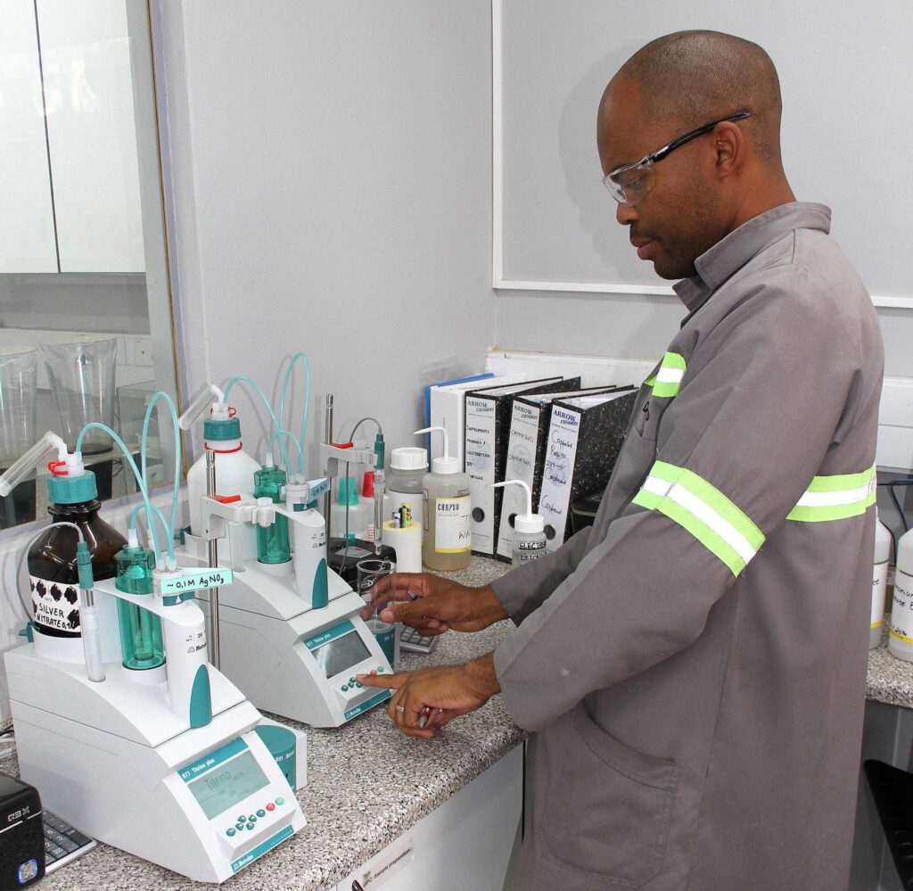 A CHRYSO technician evaluating chloride content.