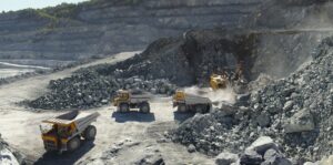 Heavy equipment at a quarry.