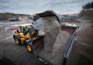 A Volvo wheel loader featuring on-board weighing.