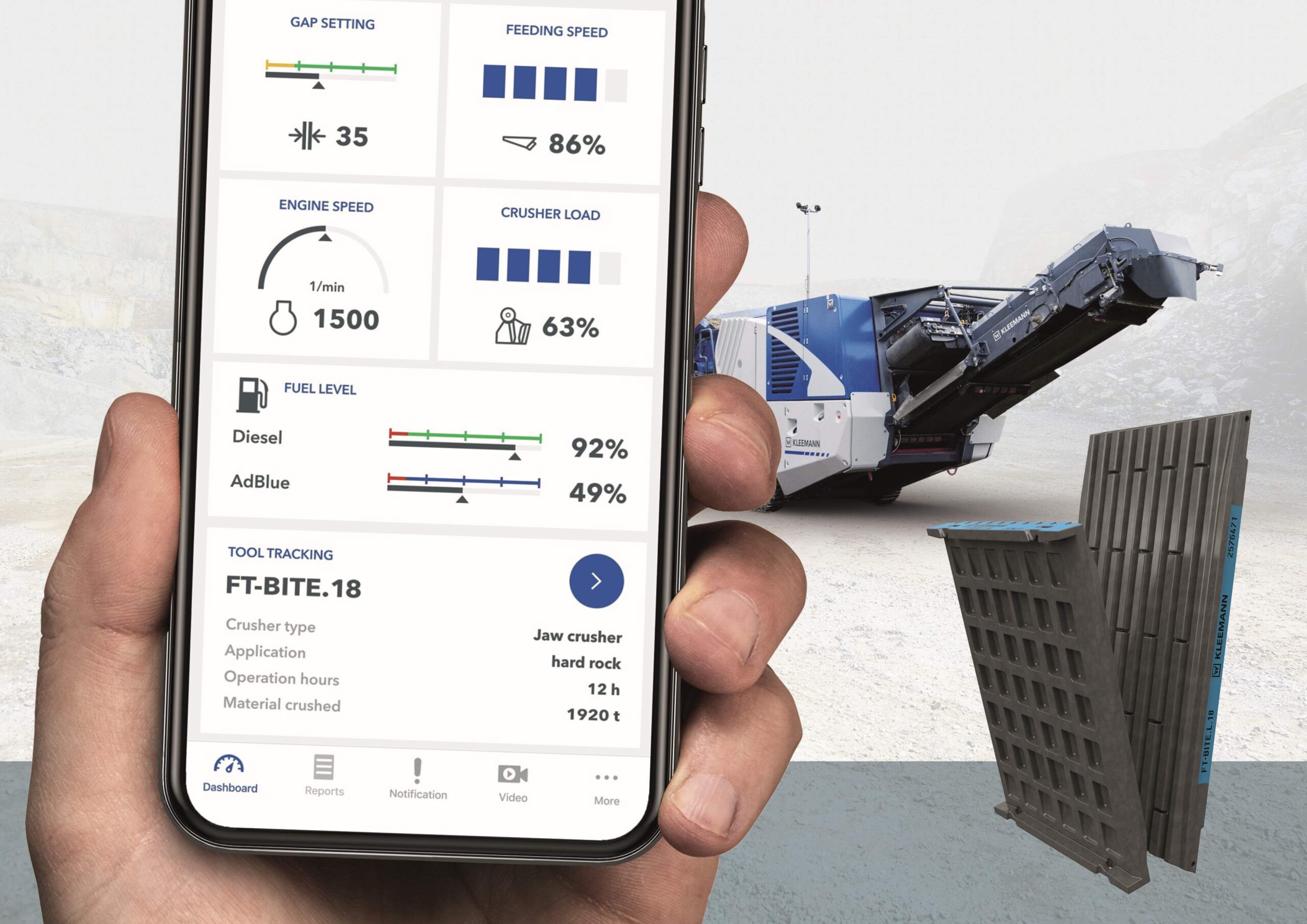 Simple and clear documentation of crushing tools and their service is available in SPECTIVE CONNECT from Kleemann.