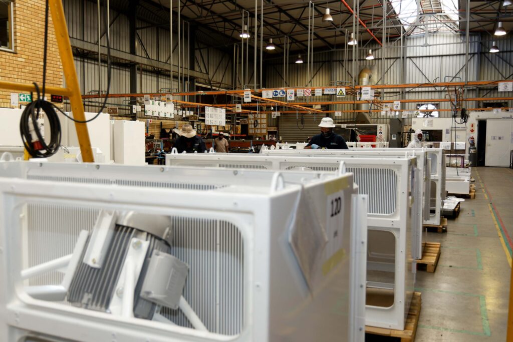 Booyco Engineering’s production line in Meadowdale with units in various stages of completion.