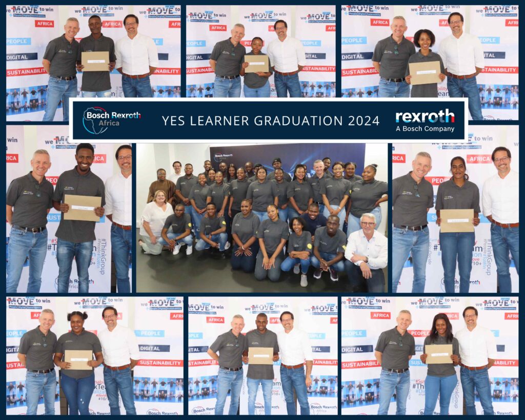 Bosch Rexroth Africa’s senior management with 2024’s YES Programme graduates.