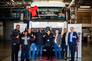 Daimler Truck Southern Africa celebrates the assembly and hand over of the 800 000th Mercedes-Benz Trucks CKD-Kit Ex Woerth in East London.