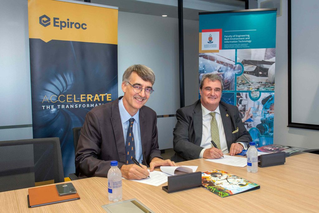 From left: Prof Wynand Steyn, Dean – Engineering, Built Environment and Information Technology and Angel Tobar, Strategic Director of University Partnerships at Epiroc.