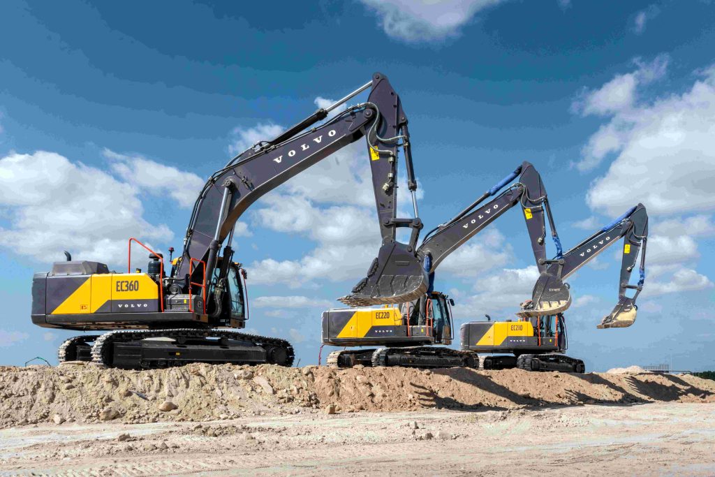 The new Volvo EC360, EC220, and EC210 excavators.