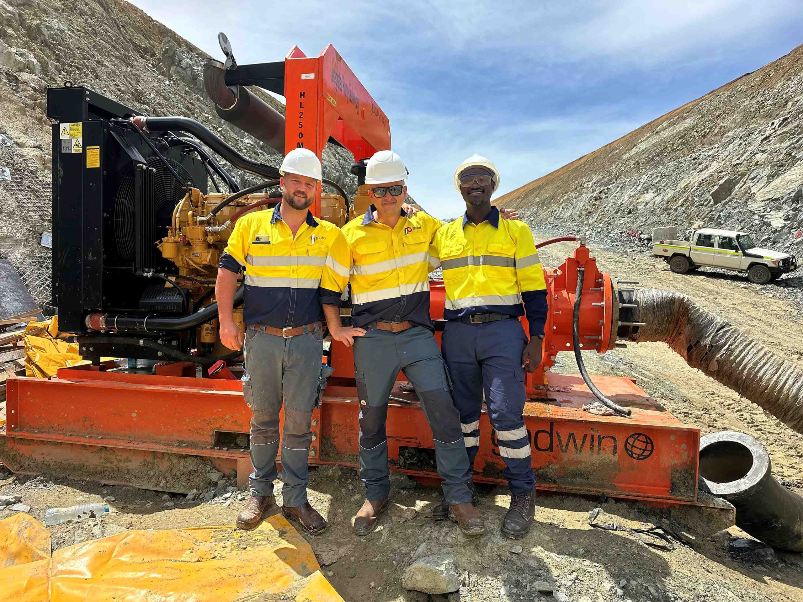 The Integrated Pump Technology team pictured on site in Tanzania, supporting local mining operations with reliable dewatering solutions.