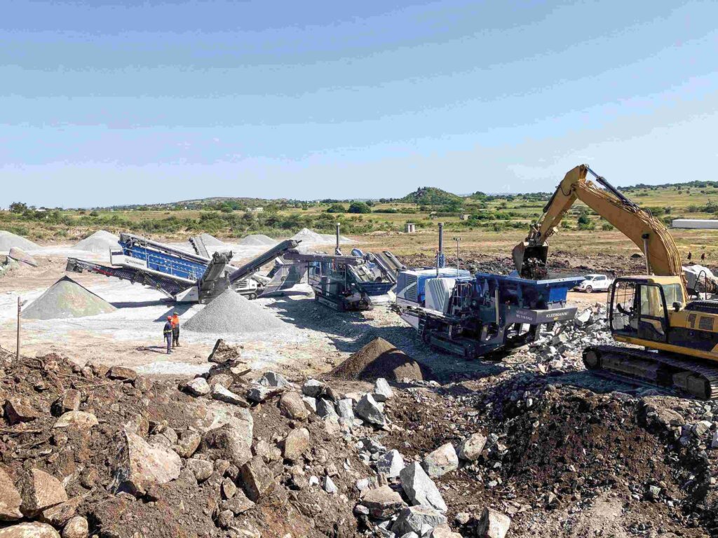 The Kleemann train hard at work at a newly-established quarry near Lake Victoria in Tanzania.
