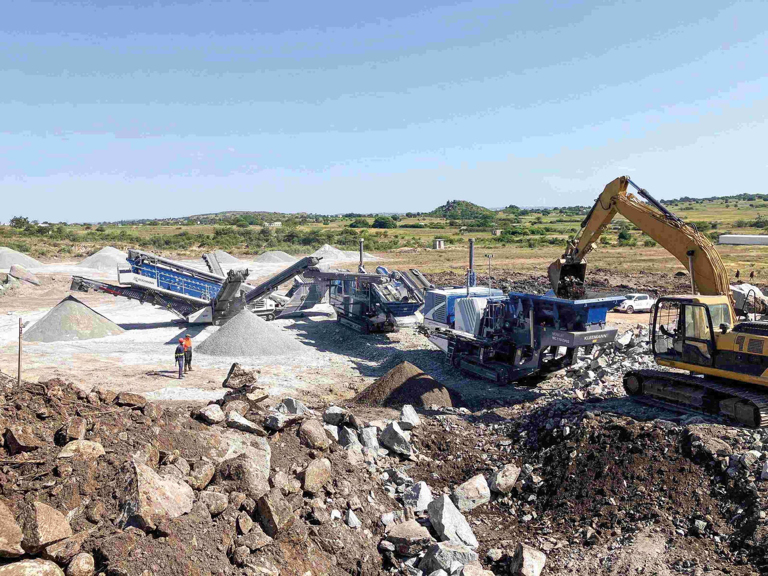 The Kleemann train hard at work at a newly-established quarry near Lake Victoria in Tanzania.