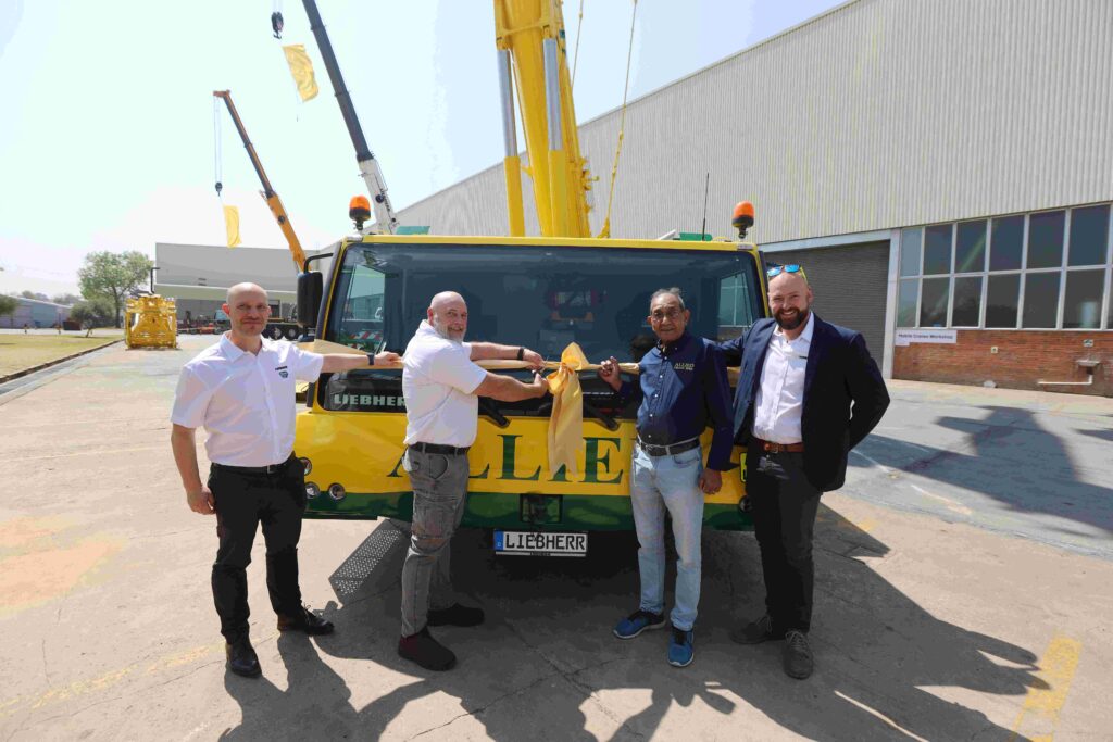 From left: Erik Benz (Liebherr), Andre Engelbrecht and Peter Ripepi (both from Allied Crane Hire) and Francois Pretorius (Liebherr).