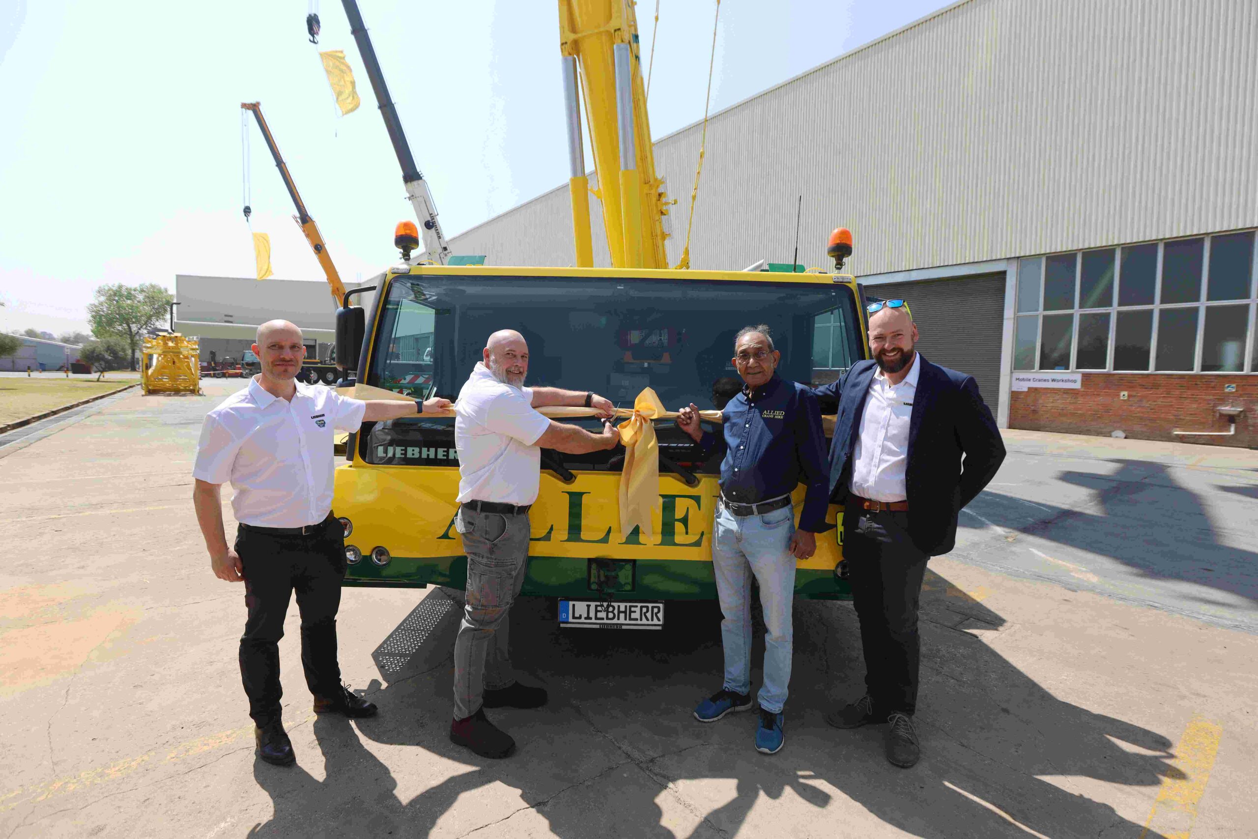 From left: Erik Benz (Liebherr), Andre Engelbrecht and Peter Ripepi (both from Allied Crane Hire) and Francois Pretorius (Liebherr).