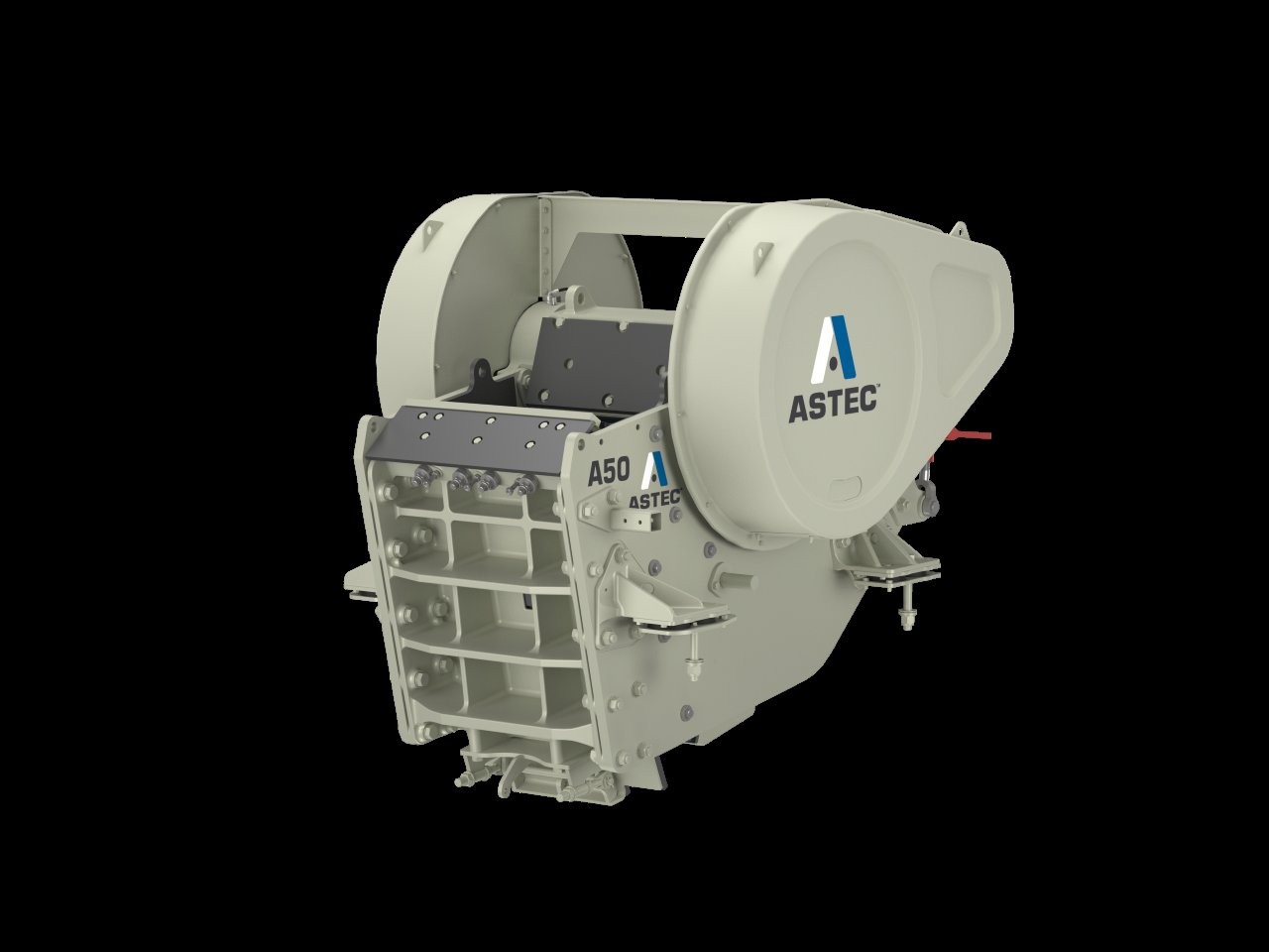 The A50 jaw crusher features a keyed and bolted frame that eliminates high-stress welded joints for enhanced structural integrity and long-term durability.