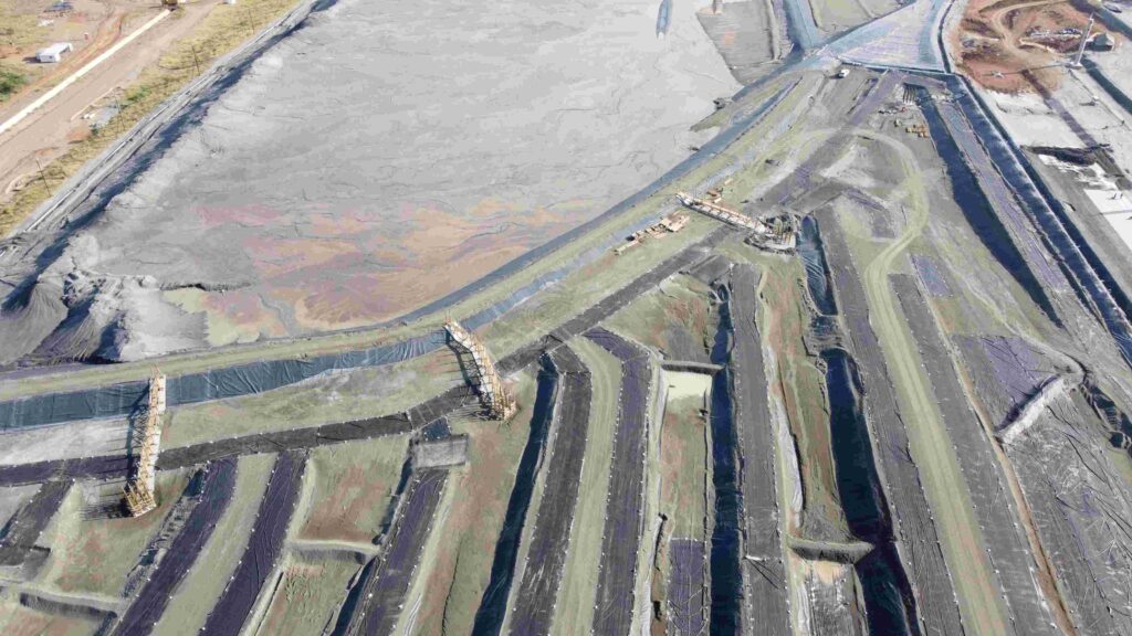 Construction of lined tailings facility over several stages.