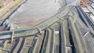 Construction of lined tailings facility over several stages.