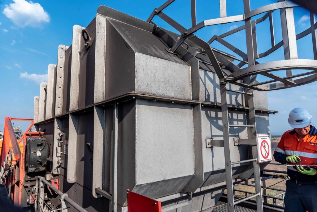 A Weba Chute Systems head chute designed to control material flow, minimise wear and maintain reliable throughput in demanding mining applications.